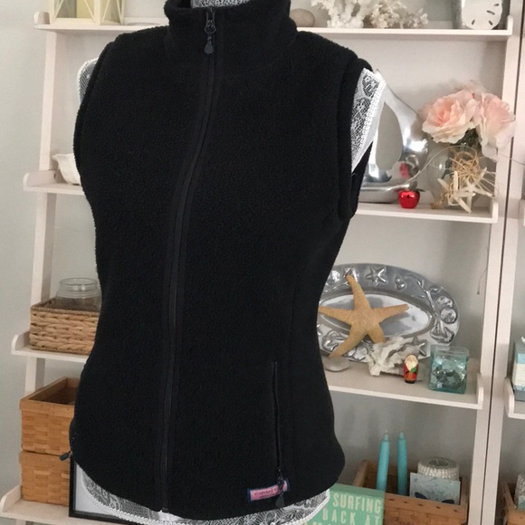 Vineyard Vines Sherpa Westerly Fleece Vest Black Size XS - Picture 1 of 8